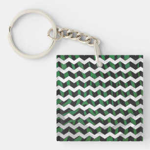 Chevron Zebra Black en Green Print Sleutelhanger