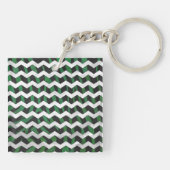Chevron Zebra Black en Green Print Sleutelhanger (Achterkant)