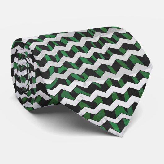 Chevron Zebra Black en Green Print Stropdas (Opgerold)