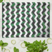 Chevron Zebra Black en Green Print Theedoek (Gevouwen)