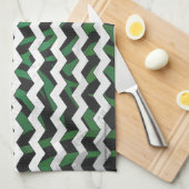 Chevron Zebra Black en Green Print Theedoek (Quarter Fold)