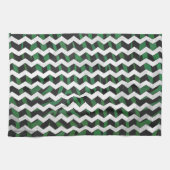 Chevron Zebra Black en Green Print Theedoek (Horizontaal)