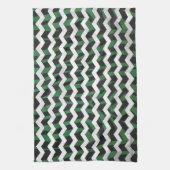 Chevron Zebra Black en Green Print Theedoek (Verticaal)