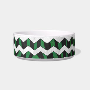 Chevron Zebra Black en Green Print Voerbakje