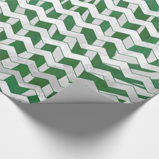 Chevron Zebra Green en White Print Cadeaupapier (Hoek)
