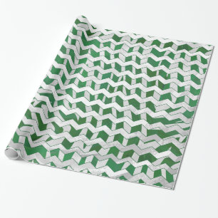 Chevron Zebra Green en White Print Cadeaupapier