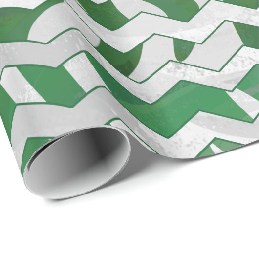 Chevron Zebra Green en White Print Cadeaupapier (Rol Hoek)