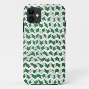 Chevron Zebra Green en White Print Case-Mate iPhone Case