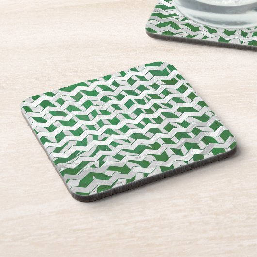 Chevron Zebra Green en White Print Drankjes Onderzetter (Linkerzijde)