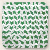 Chevron Zebra Green en White Print Drankjes Onderzetter (Voorkant)