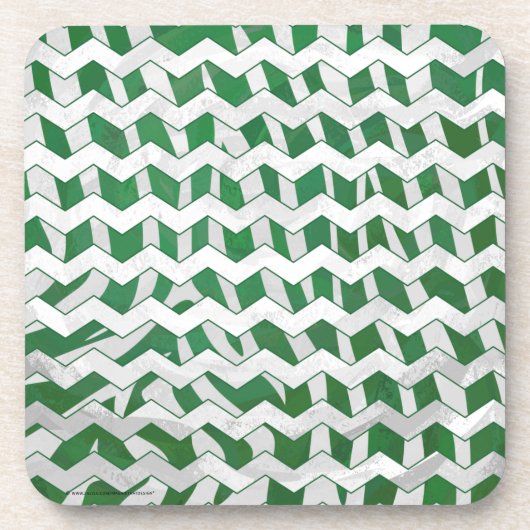 Chevron Zebra Green en White Print Drankjes Onderzetter (Voorkant)