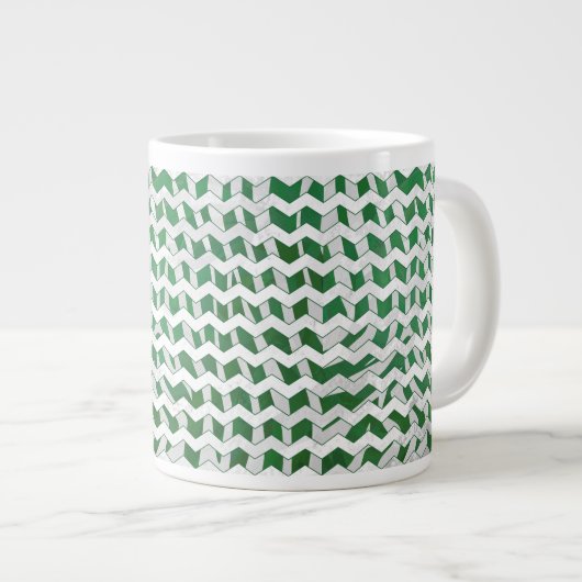 Chevron Zebra Green en White Print Grote Koffiekop (Voorkant rechts)