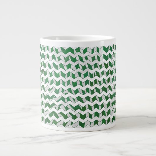 Chevron Zebra Green en White Print Grote Koffiekop (Voorkant)