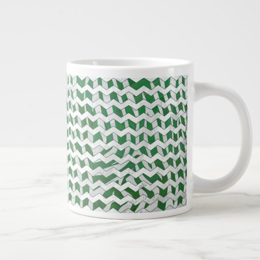 Chevron Zebra Green en White Print Grote Koffiekop (Rechts)