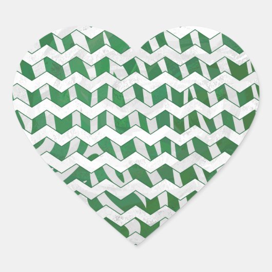 Chevron Zebra Green en White Print Hart Sticker (Voorkant)