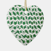 Chevron Zebra Green en White Print Keramisch Ornament (Rechts)
