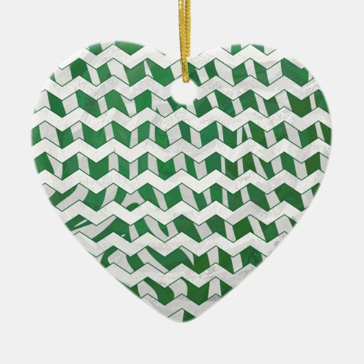 Chevron Zebra Green en White Print Keramisch Ornament (Voorkant)