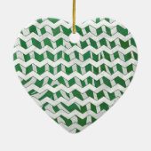 Chevron Zebra Green en White Print Keramisch Ornament (Achterkant)