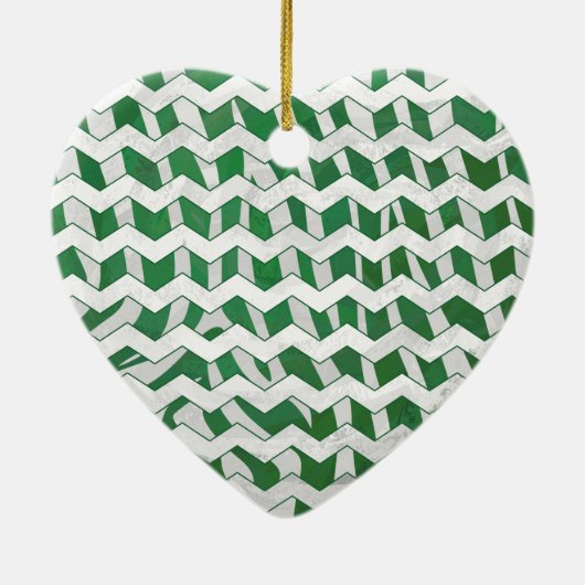 Chevron Zebra Green en White Print Keramisch Ornament (Achterkant)