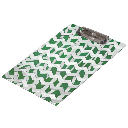 Chevron Zebra Green en White Print Klembord (Gekanteld)