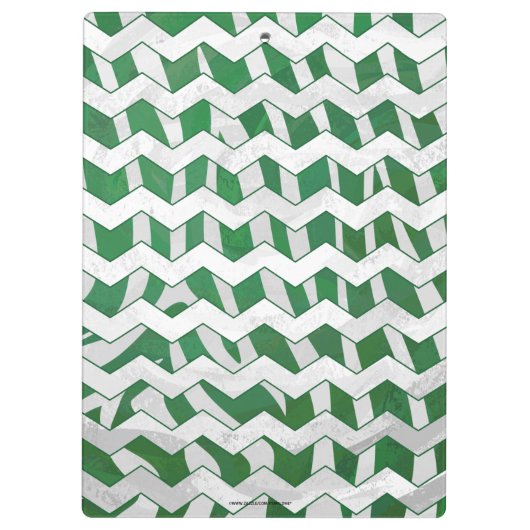 Chevron Zebra Green en White Print Klembord (Achterkant)