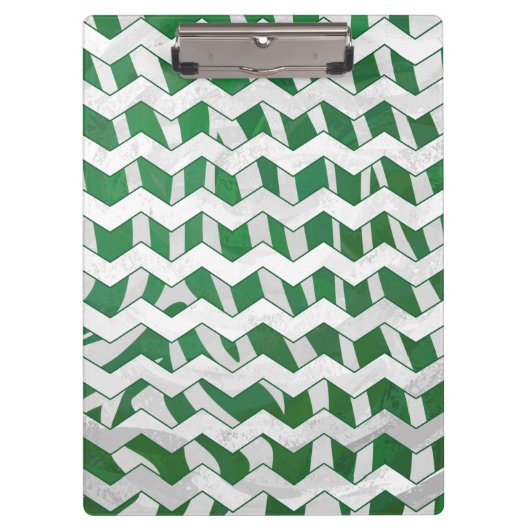 Chevron Zebra Green en White Print Klembord (Voorkant)