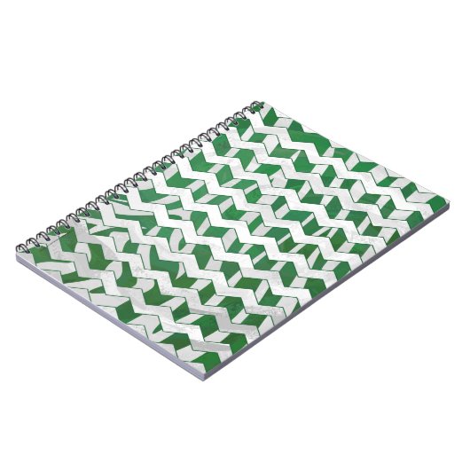 Chevron Zebra Green en White Print Notitieboek (Linkerzijde)
