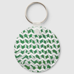 Chevron Zebra Green en White Print Sleutelhanger