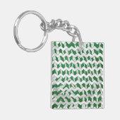 Chevron Zebra Green en White Print Sleutelhanger (Voorkant Links)