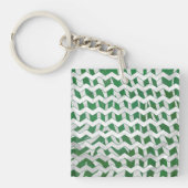 Chevron Zebra Green en White Print Sleutelhanger (Voorkant)