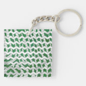Chevron Zebra Green en White Print Sleutelhanger (Achterkant)
