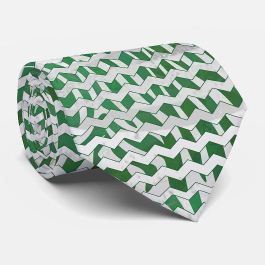 Chevron Zebra Green en White Print Stropdas (Opgerold)