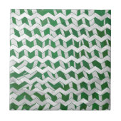 Chevron Zebra Green en White Print Tegeltje (Voorkant)
