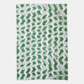 Chevron Zebra Green en White Print Theedoek (Verticaal)