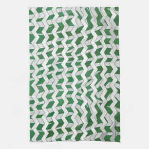 Chevron Zebra Green en White Print Theedoek