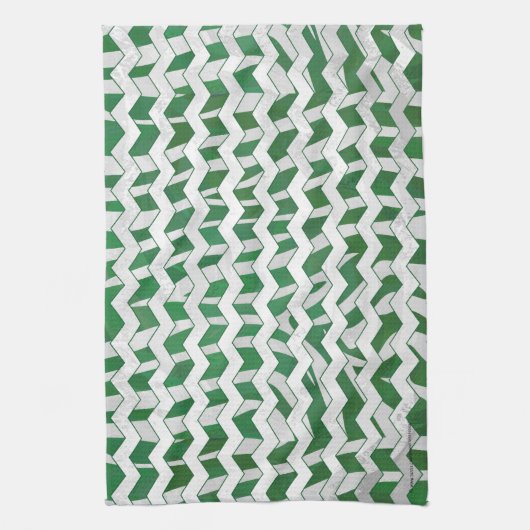 Chevron Zebra Green en White Print Theedoek (Verticaal)