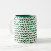Chevron Zebra Green en White Print Tweekleurige Koffiemok (Voorkant links)