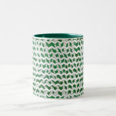 Chevron Zebra Green en White Print Tweekleurige Koffiemok (Center)