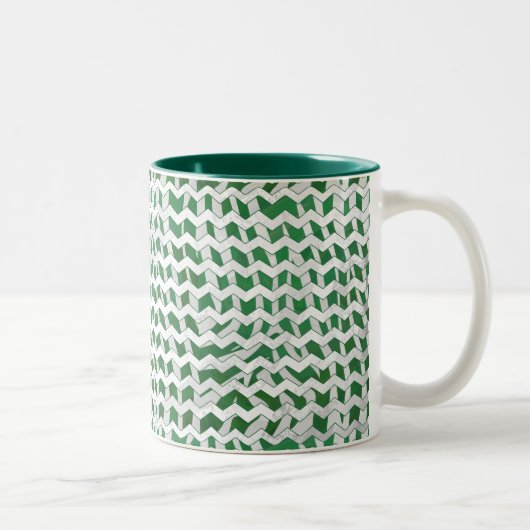 Chevron Zebra Green en White Print Tweekleurige Koffiemok (Rechts)