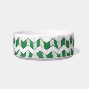 Chevron Zebra Green en White Print Voerbakje