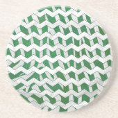 Chevron Zebra Green en White Print Zandsteen Onderzetter (Voorkant)