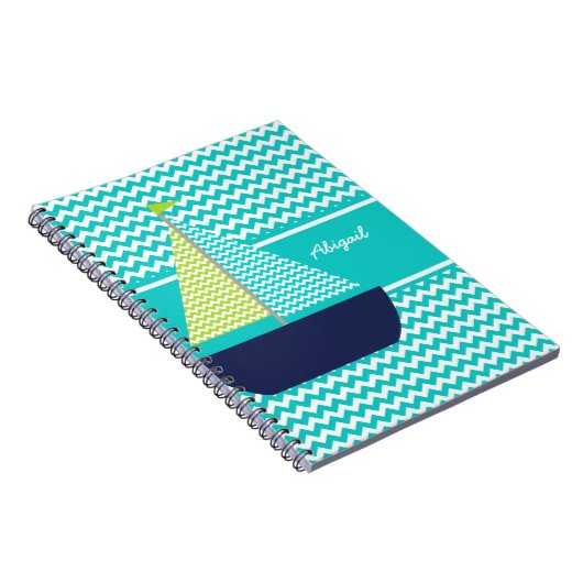 Chevron Zeilboot op Chevron Gepersonaliseerd Notit Notitieboek (Rechterzijde)
