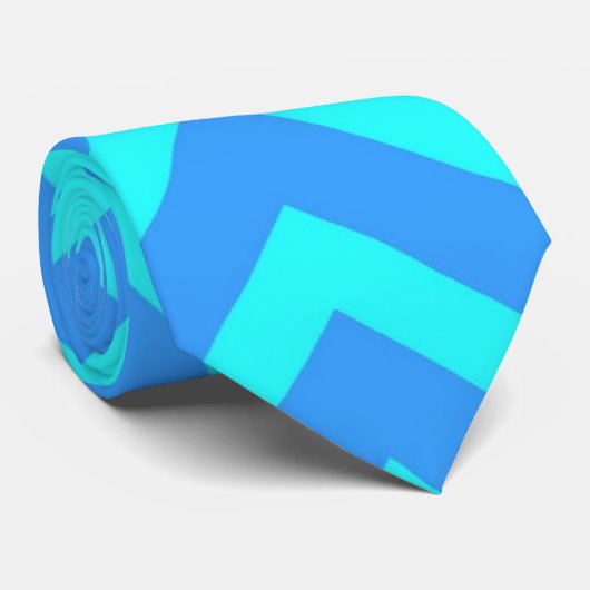 Chevron zig-zag blauw en turquoise stropdas (Opgerold)