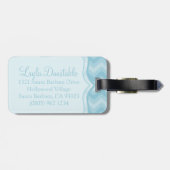 Chevron zig zag blauwe naam bagage label (Achterkant horizontaal)