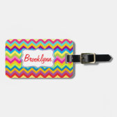 Chevron zig zag felgekleurd benoemd bagagelabel (Voorkant horizontaal)