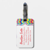 Chevron zig zag felgekleurd benoemd bagagelabel (Achterkant verticaal)