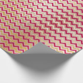 Chevron Zig Zag Gold Metallic Bright Snoep Roze Cadeaupapier (Hoek)