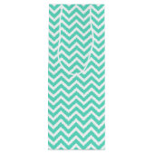Chevron Zig Zag in Aqua Blue Wijn Cadeautas (Achterkant)