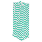 Chevron Zig Zag in Aqua Blue Wijn Cadeautas (Achterkant Gekanteld)