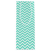 Chevron Zig Zag in Aqua Blue Wijn Cadeautas (Voorkant)